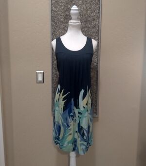 Cool Days by Soma Navy Sleeveless Knit Dress with Botanical Motif
